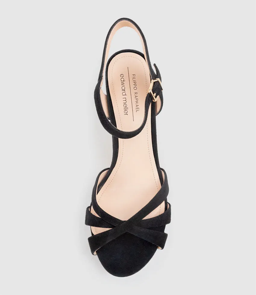 RYLIN80 Multistrap Platform Sandal in Black Suede sold by Edward Meller product image thumbnail 4