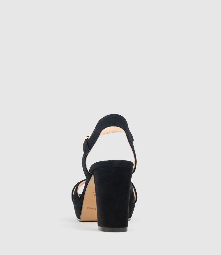 RYLIN80 Multistrap Platform Sandal in Black Suede sold by Edward Meller product image thumbnail 3