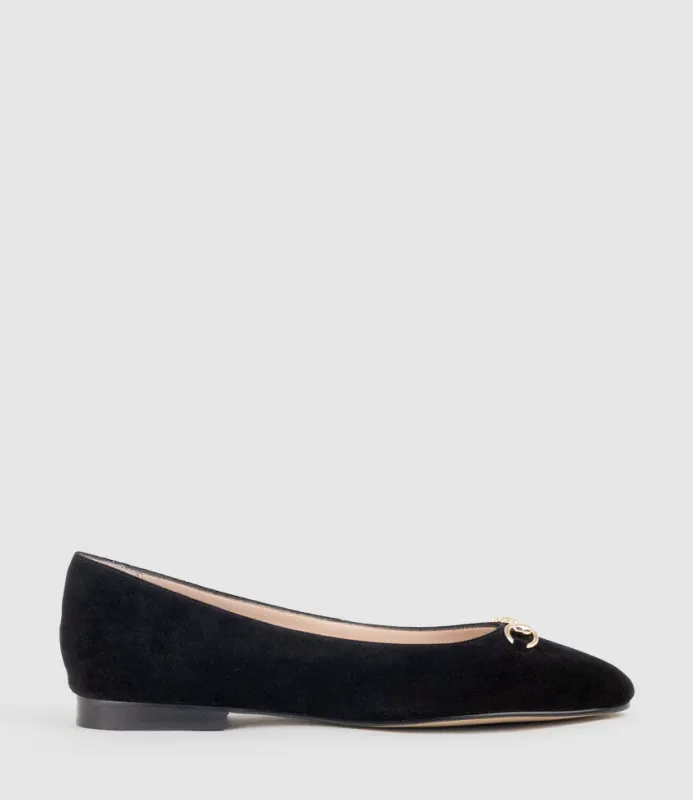 FRIA Ballet with Hardware in Black Suede sold by Edward Meller