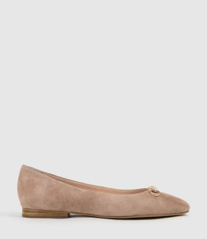 FRIA Ballet with Hardware in Nude Suede sold by Edward Meller