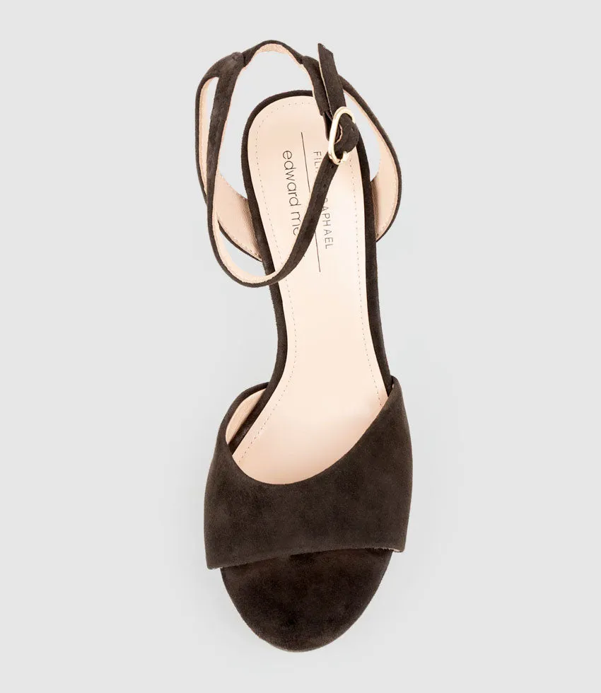 SELMA110 Open Toe Platform Sandal in Chocolate Suede sold by Edward Meller product image thumbnail 5