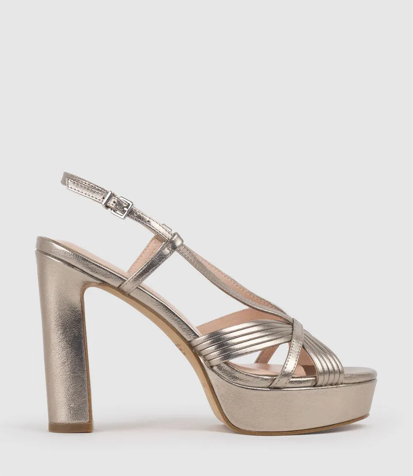 SYRO110 V Strap Platform Sandal in Pewter sold by Edward Meller