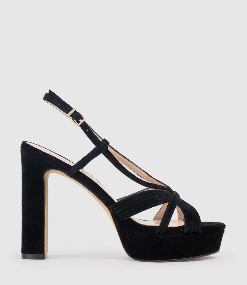 SYRO110 V Strap Platform Sandal in Black Suede sold by Edward Meller product image thumbnail 2