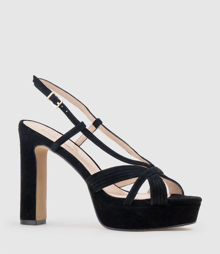 SYRO110 V Strap Platform Sandal in Black Suede sold by Edward Meller product image thumbnail 3