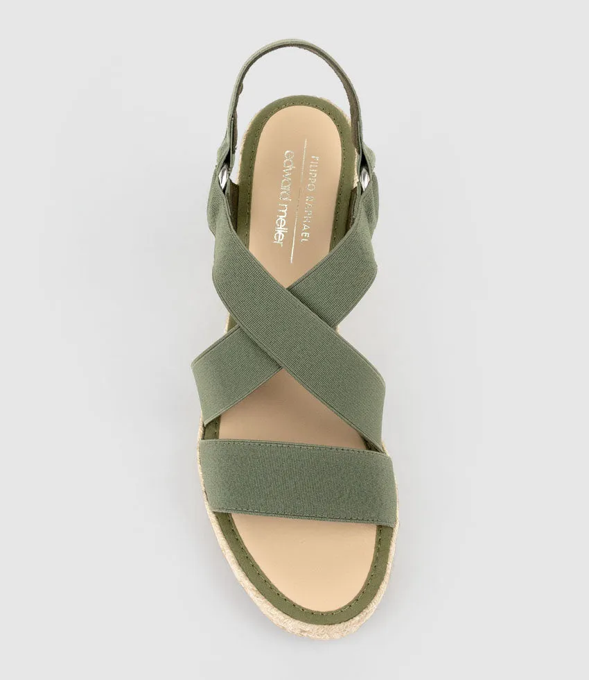 MIRIA Elastic Crossover Espadrille in Khaki sold by Edward Meller product image thumbnail 5