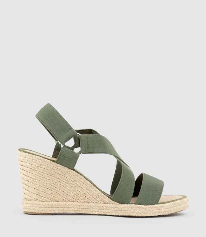 MIRIA Elastic Crossover Espadrille in Khaki sold by Edward Meller