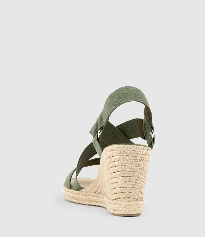 MIRIA Elastic Crossover Espadrille in Khaki sold by Edward Meller product image thumbnail 4