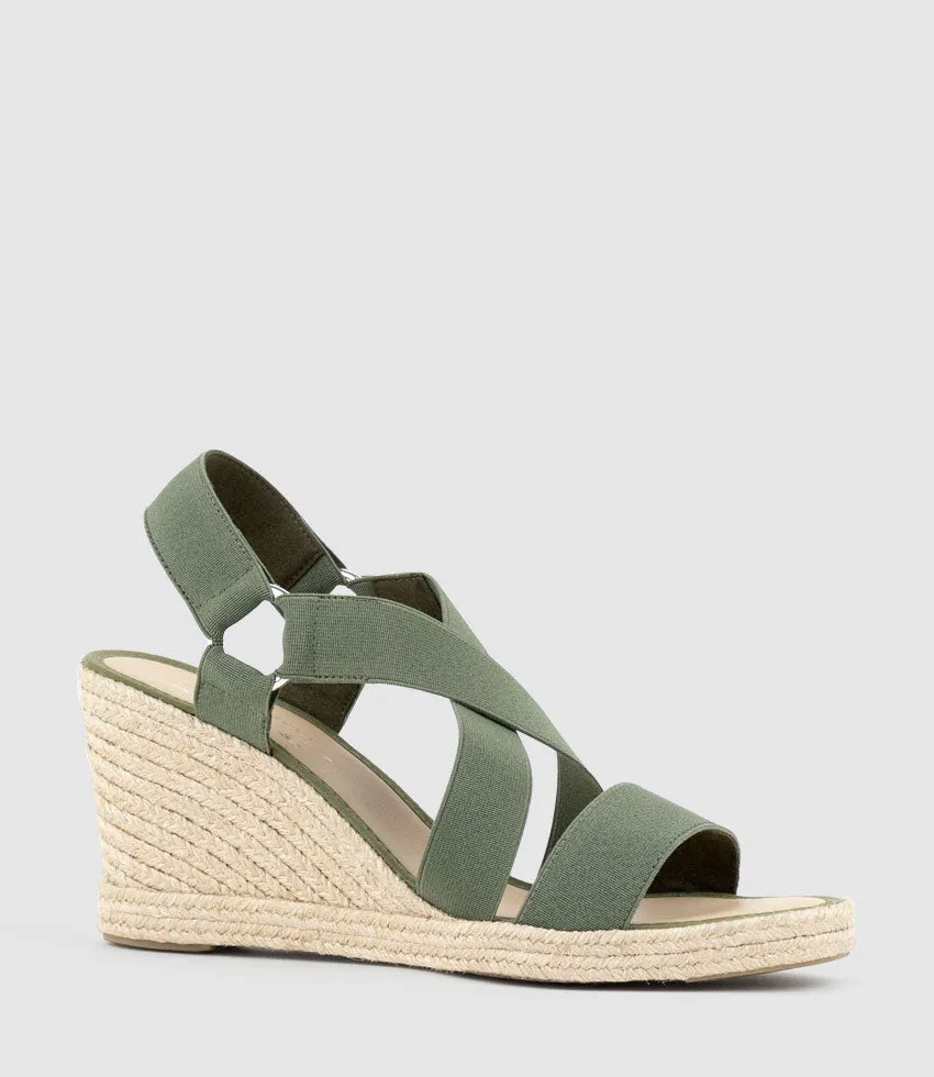 MIRIA Elastic Crossover Espadrille in Khaki sold by Edward Meller product image thumbnail 3
