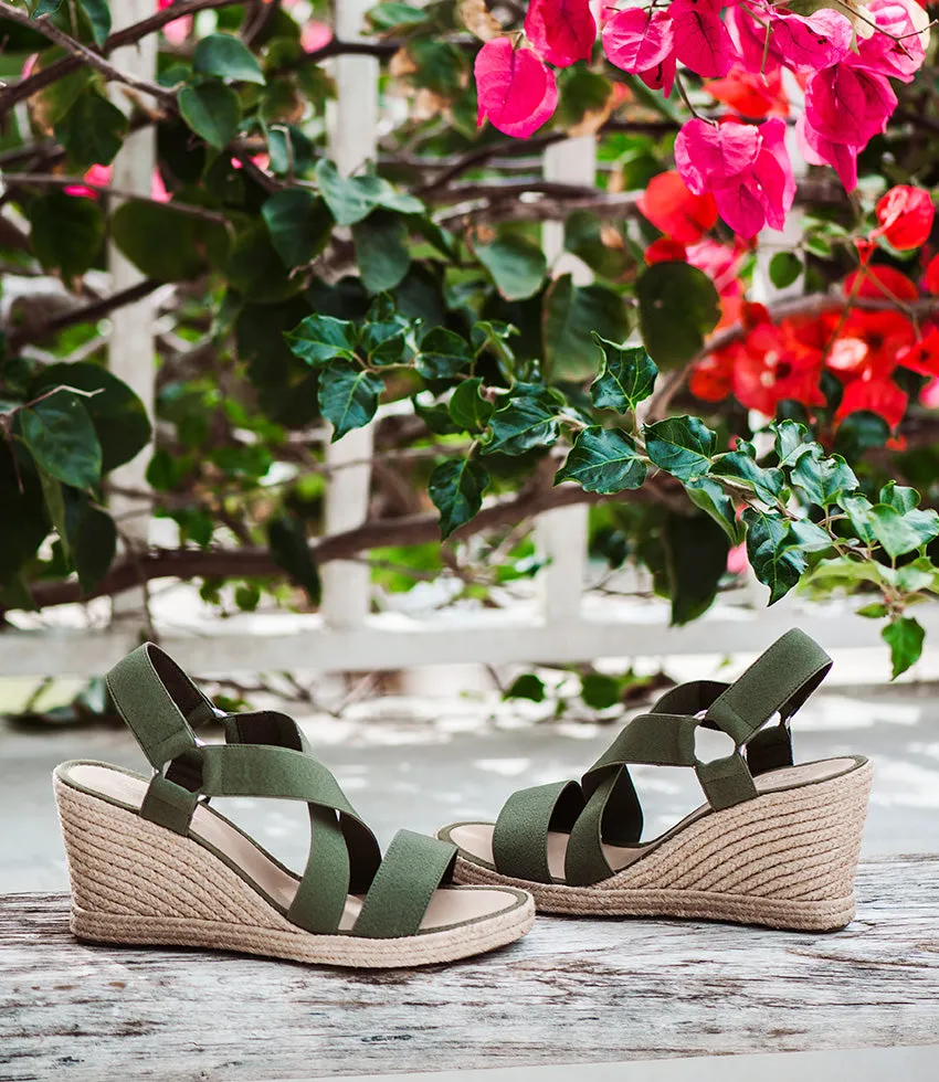 MIRIA Elastic Crossover Espadrille in Khaki sold by Edward Meller product image thumbnail 2