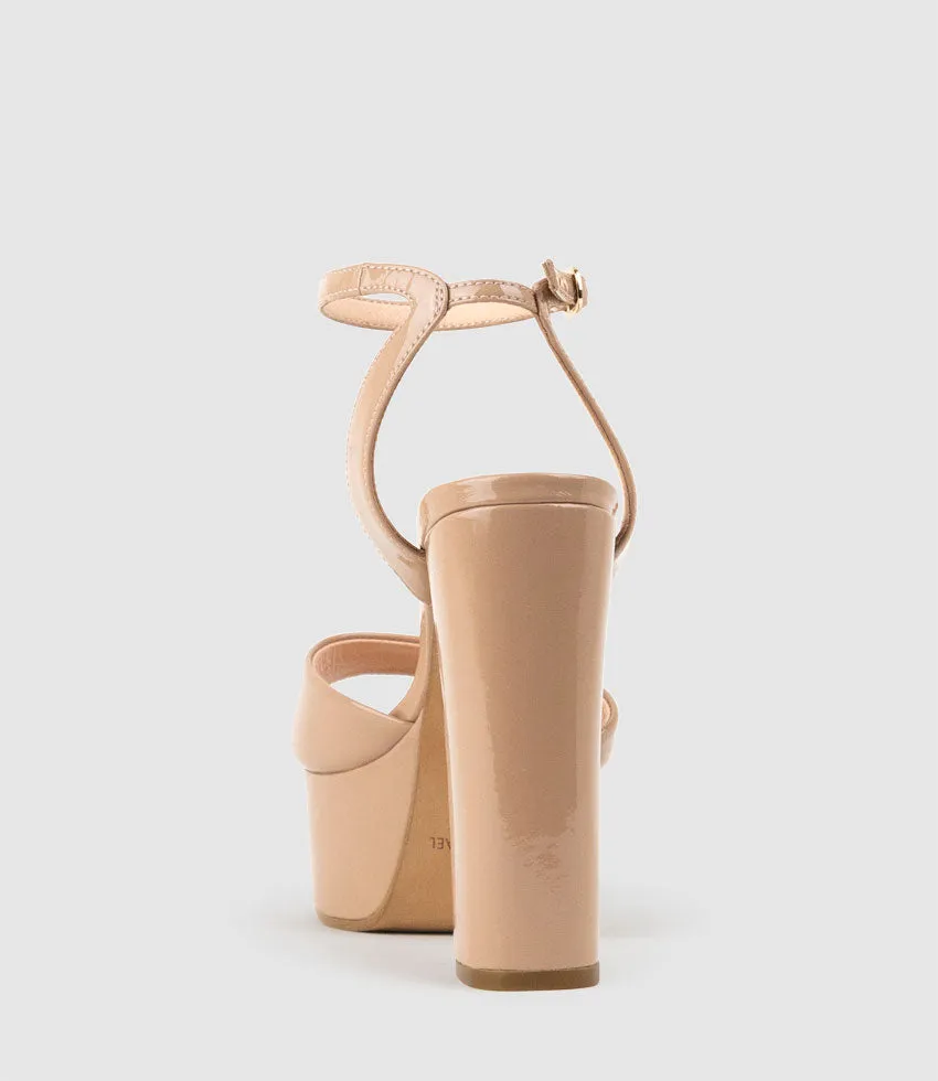 REGANA125 Open Toe Platform Sandal in Nude Patent sold by Edward Meller product image thumbnail 3