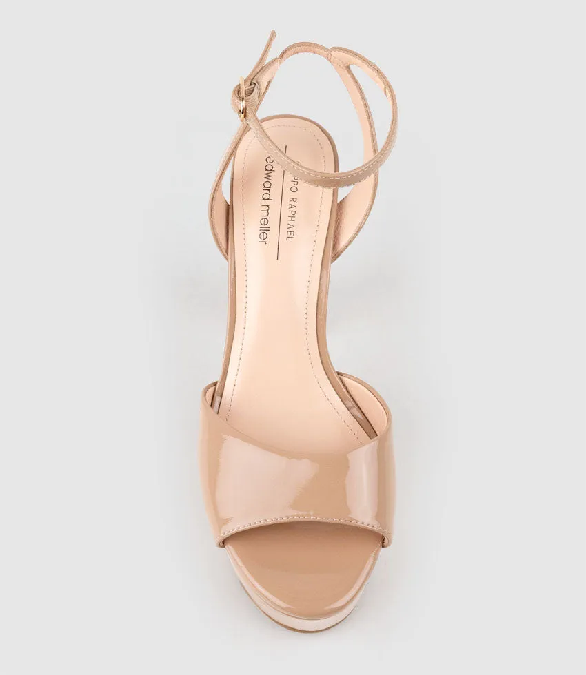 REGANA125 Open Toe Platform Sandal in Nude Patent sold by Edward Meller product image thumbnail 4