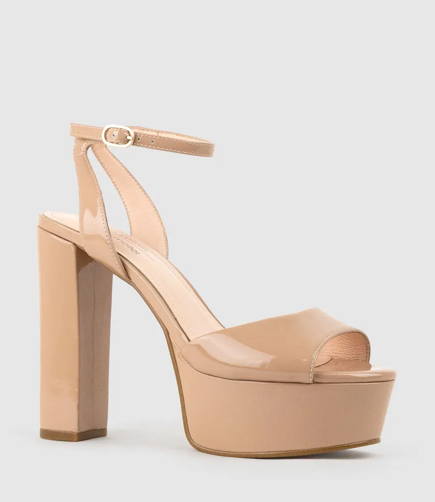 REGANA125 Open Toe Platform Sandal in Nude Patent sold by Edward Meller product image thumbnail 2