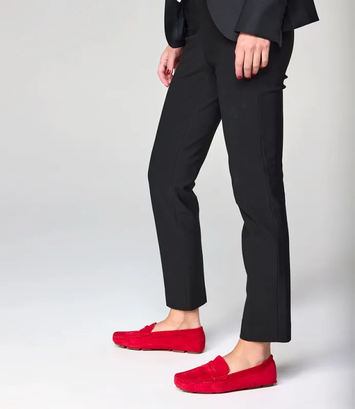 GRACEY Driving Moccasin in Red Suede sold by Edward Meller