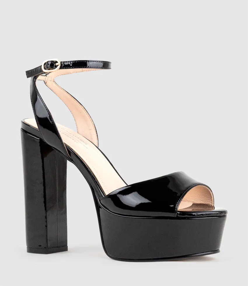 REGANA125 Open Toe Platform Sandal in Black Patent sold by Edward Meller product image thumbnail 3