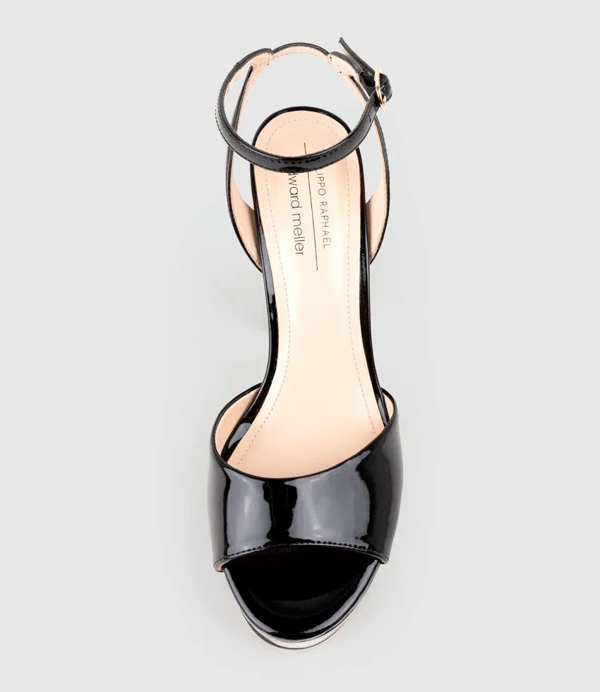 REGANA125 Open Toe Platform Sandal in Black Patent sold by Edward Meller product image thumbnail 5