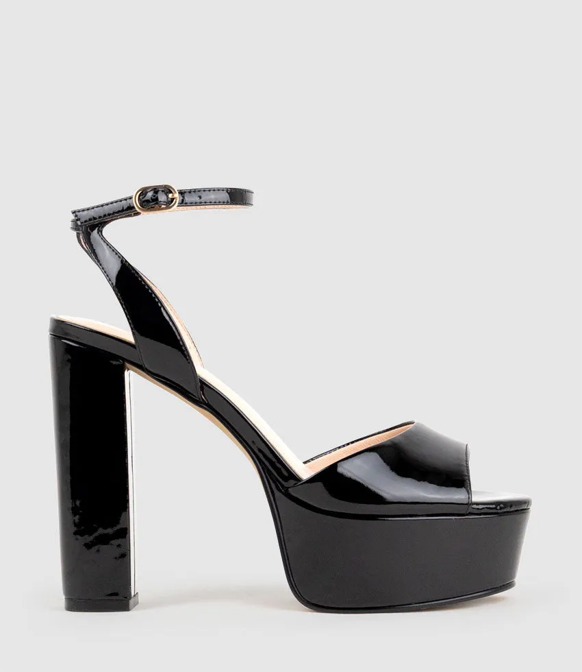 REGANA125 Open Toe Platform Sandal in Black Patent sold by Edward Meller product image thumbnail 2