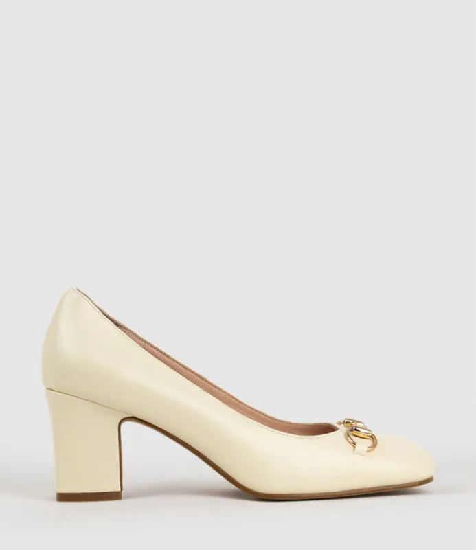 CHANELLE65 Pump with Trim in Offwhite Calf sold by Edward Meller