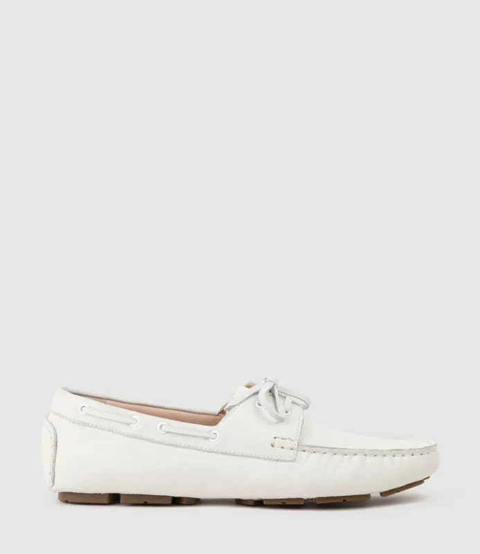 GANT Lace Up Moccasin in White sold by Edward Meller