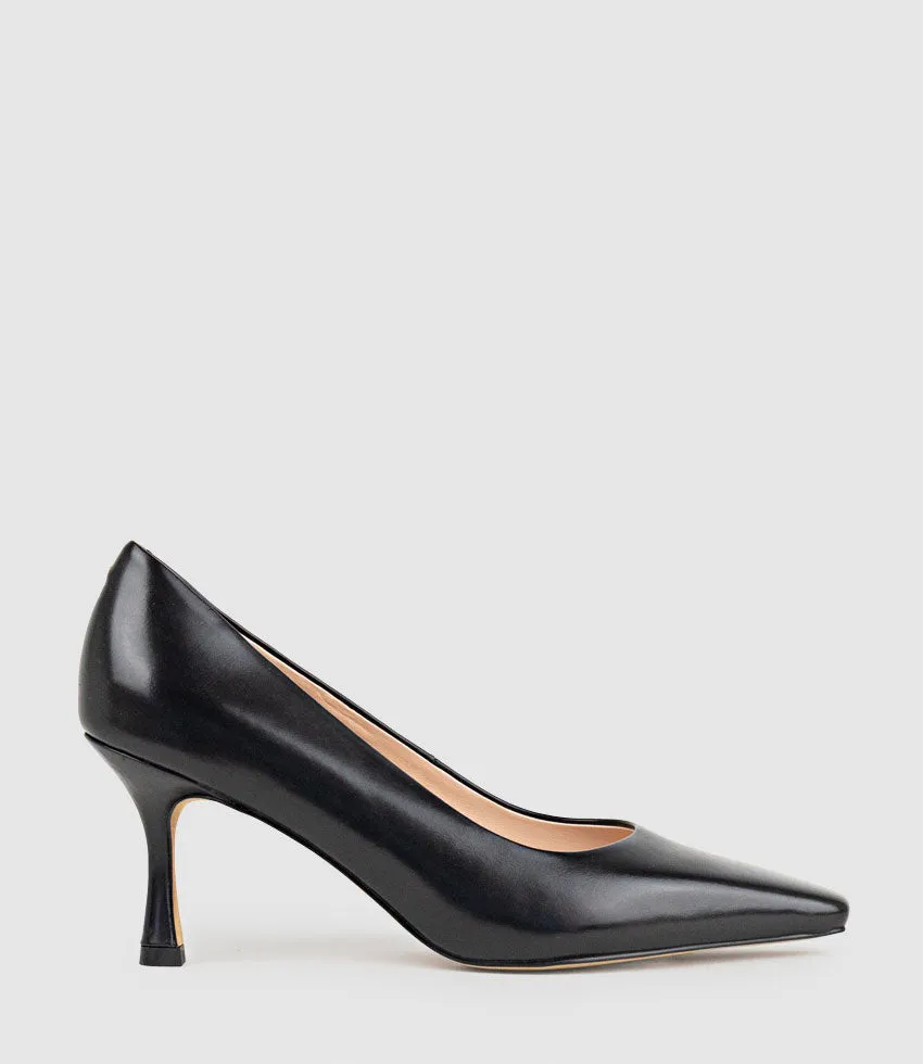 ARIEL75 Chiselled Pump in Black Calf sold by Edward Meller