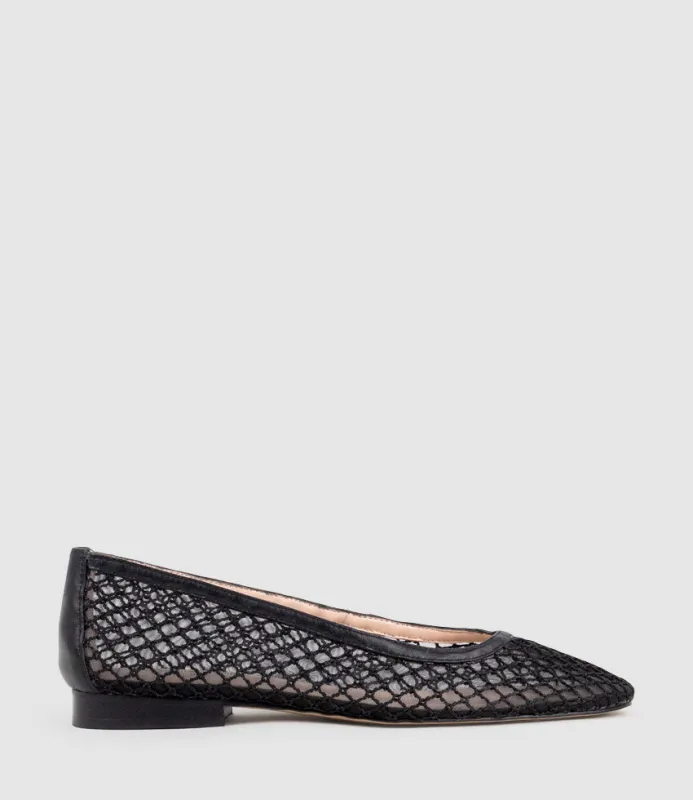 FIORA Bold Mesh Ballet in Black sold by Edward Meller