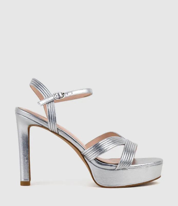 SIERRA110 Tubed V Front Platform Sandal in Silver sold by Edward Meller