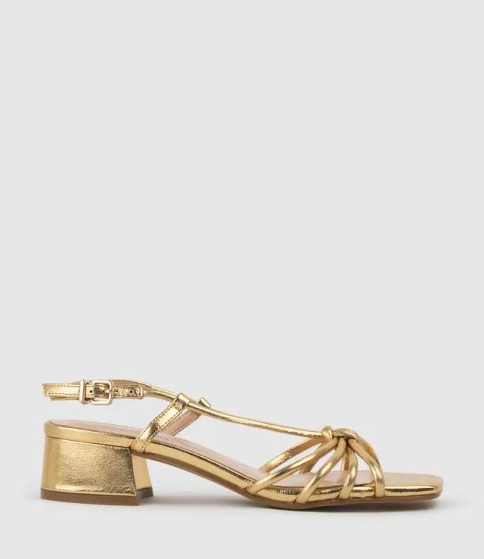 SYAN35 Tubed Knot Sandal in Aged Gold sold by Edward Meller