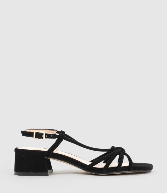 SYAN35 Tubed Knot Sandal in Black Suede sold by Edward Meller