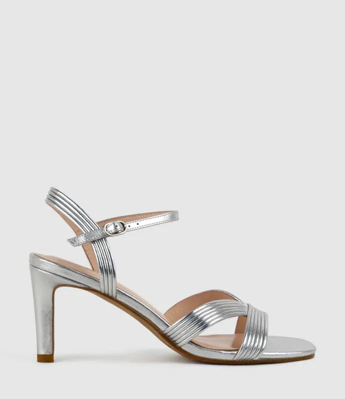 SULIN75 Tubed V Front Sandal in Silver sold by Edward Meller