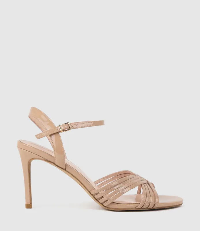 SONAS85 Strappy Sandal in Nude Patent sold by Edward Meller