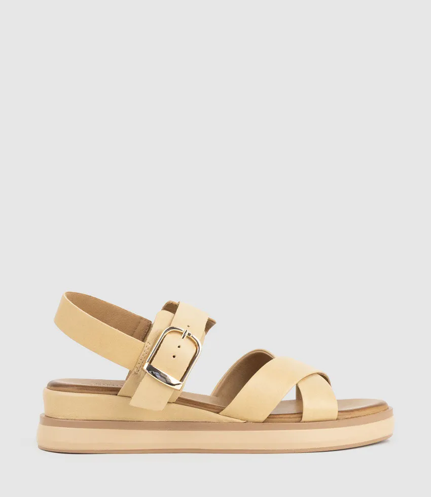 SLAIN Crossover Sandal with Buckle on Unit in Beige sold by Edward Meller