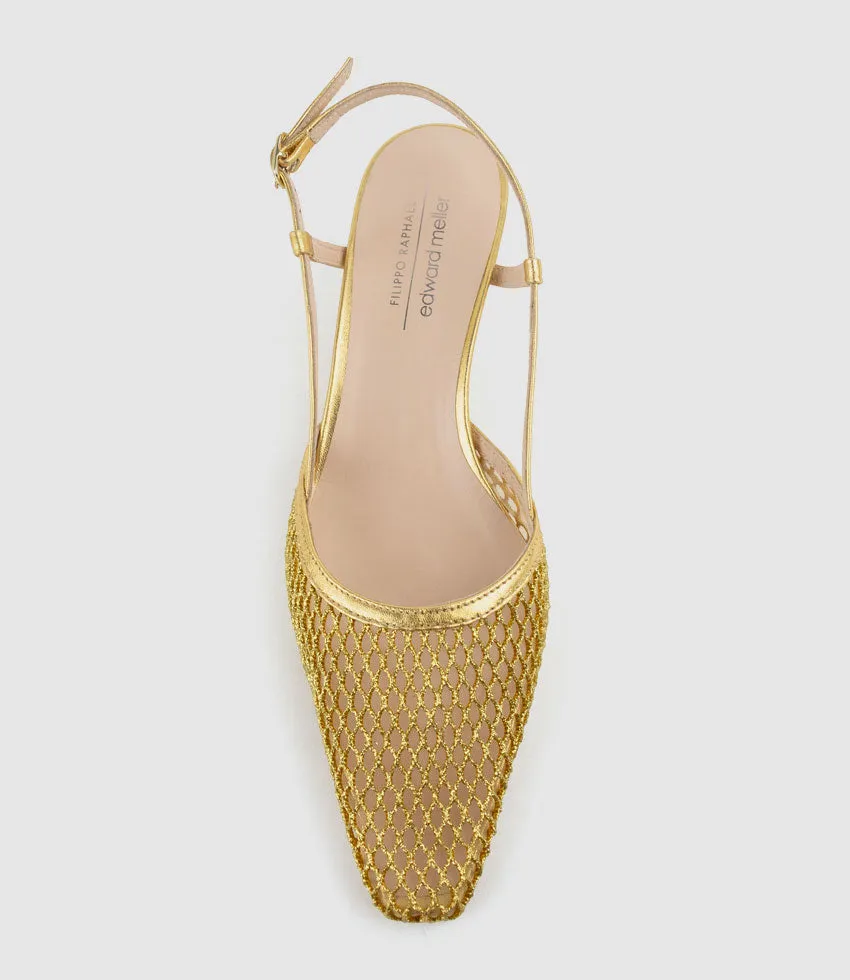 DALLAS60 Mesh Slingback Pump in Gold sold by Edward Meller product image thumbnail 5
