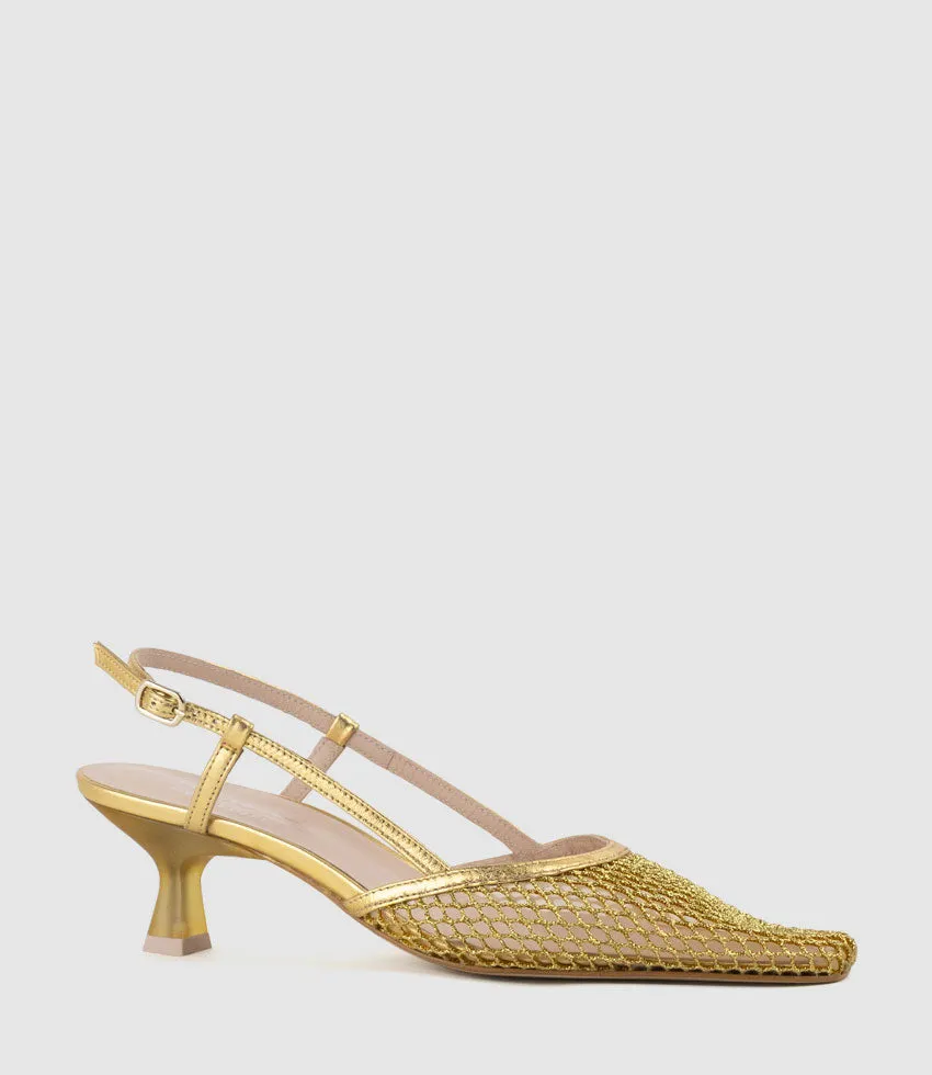 DALLAS60 Mesh Slingback Pump in Gold sold by Edward Meller product image thumbnail 3