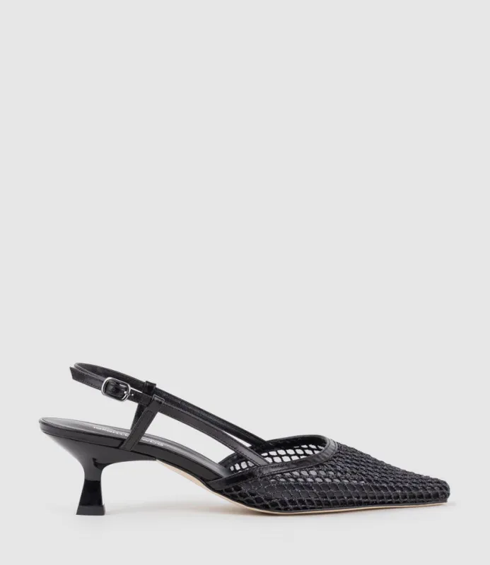 DALLAS60 Mesh Slingback Pump in Black made by Edward Meller