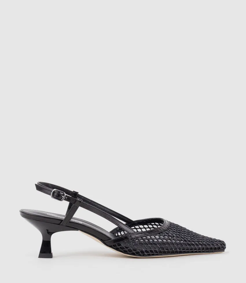 DALLAS60 Mesh Slingback Pump in Black sold by Edward Meller