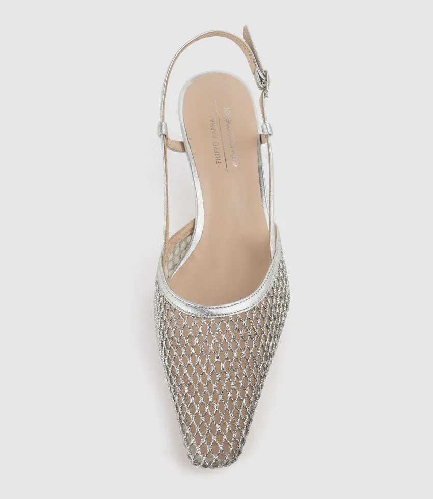 DALLAS60 Mesh Slingback Pump in Silver sold by Edward Meller product image thumbnail 4
