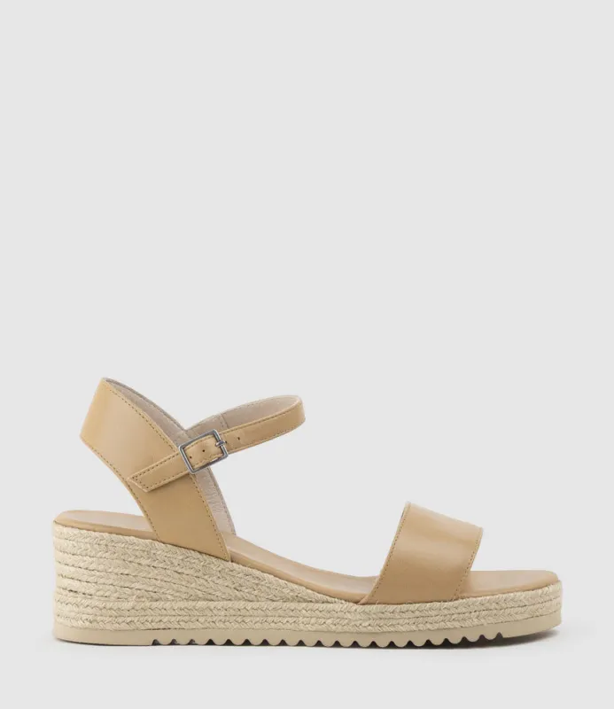 MIARA Single Strap Low Espadrille in Beige sold by Edward Meller