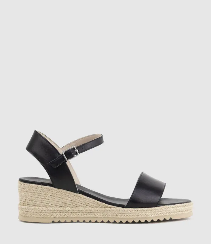 MIARA Single Strap Low Espadrille in Black sold by Edward Meller