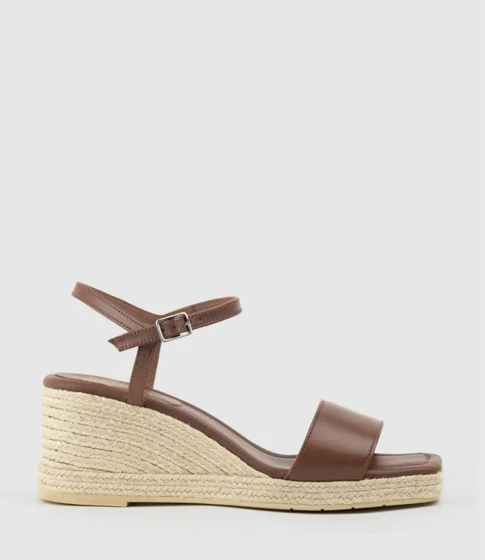 MARILYN Square Toe Sandal Espadrille in Tan sold by Edward Meller