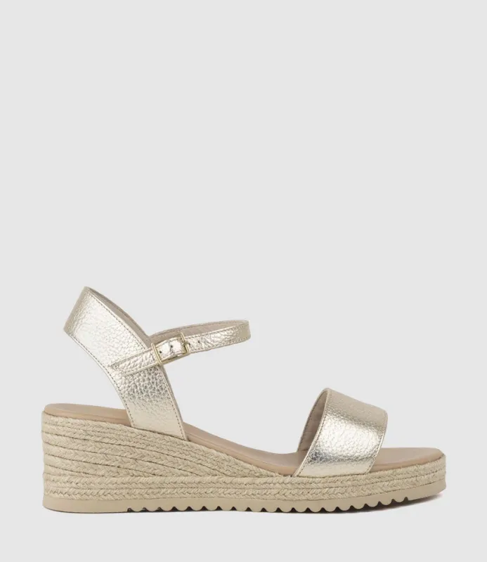 MIARA Single Strap Low Espadrille in Platino sold by Edward Meller