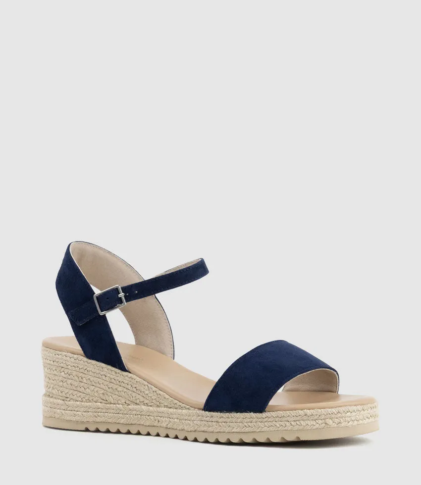 MIARA Single Strap Low Espadrille in Navy Suede sold by Edward Meller product image thumbnail 2