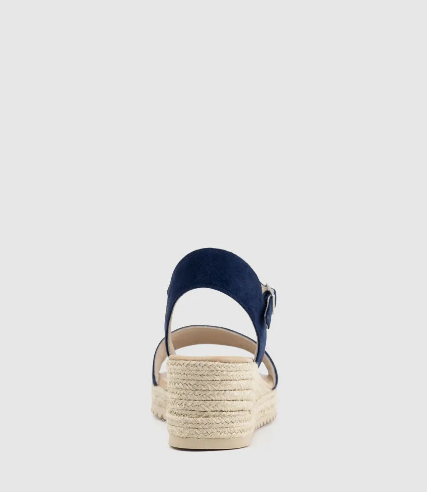 MIARA Single Strap Low Espadrille in Navy Suede sold by Edward Meller product image thumbnail 3