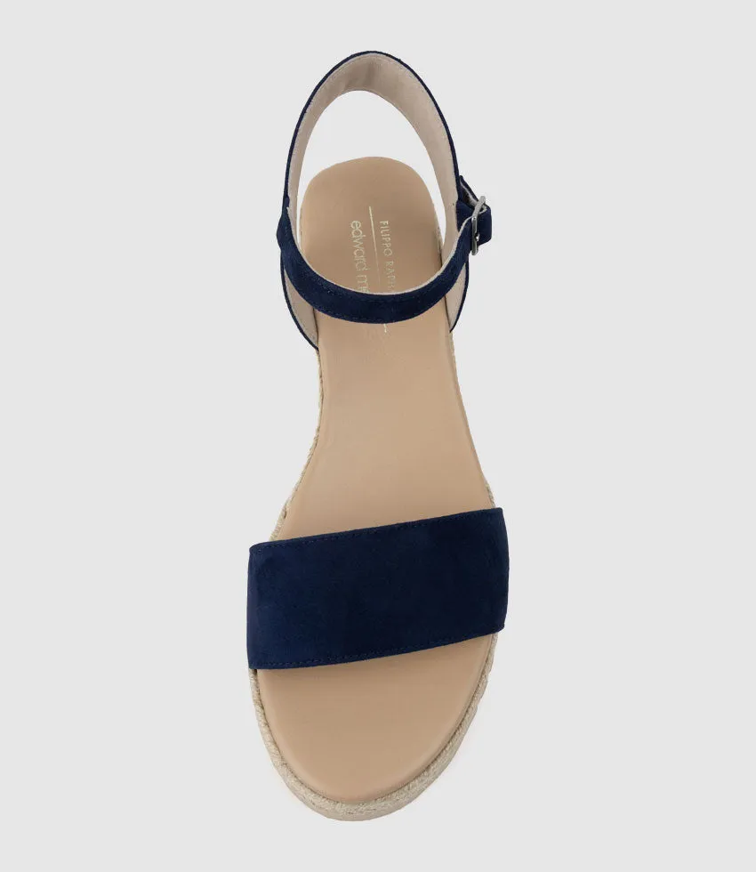 MIARA Single Strap Low Espadrille in Navy Suede sold by Edward Meller product image thumbnail 4