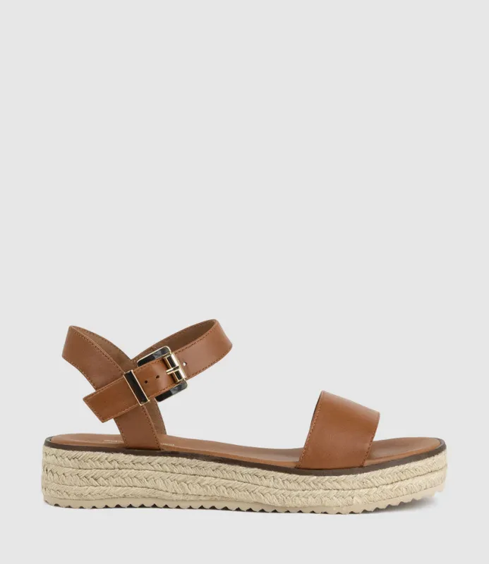 MINDI Flat Sandal Espadrille in Tan sold by Edward Meller