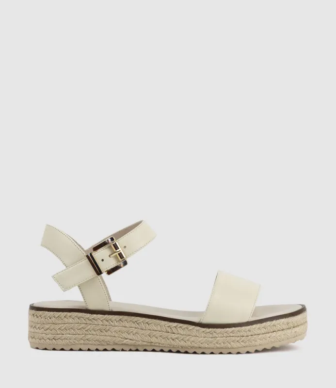 MINDI Flat Sandal Espadrille in Offwhite sold by Edward Meller