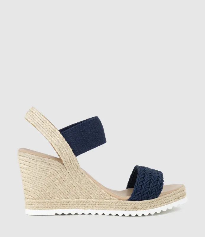 MERCEDES Elastic Crochet Espadrille in Navy sold by Edward Meller