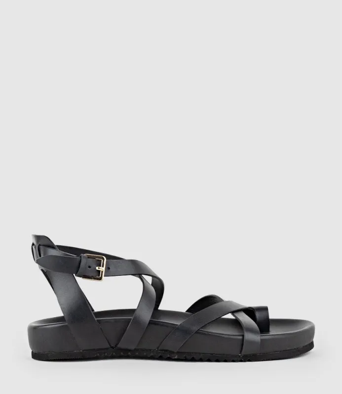 SYM Strappy Sandal on Footbed in Black sold by Edward Meller