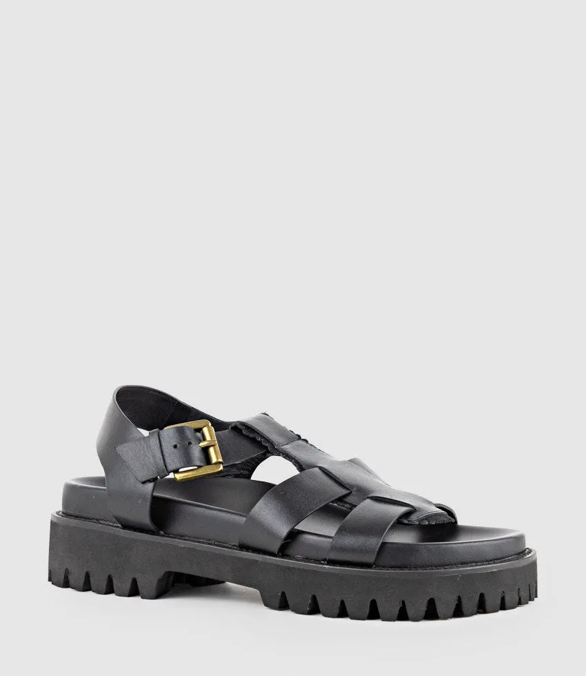 SANDAR Gladiator Sandal on Chunky Sole in Black sold by Edward Meller product image thumbnail 2