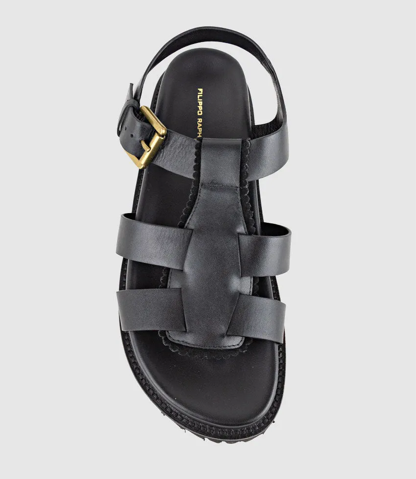 SANDAR Gladiator Sandal on Chunky Sole in Black sold by Edward Meller product image thumbnail 4