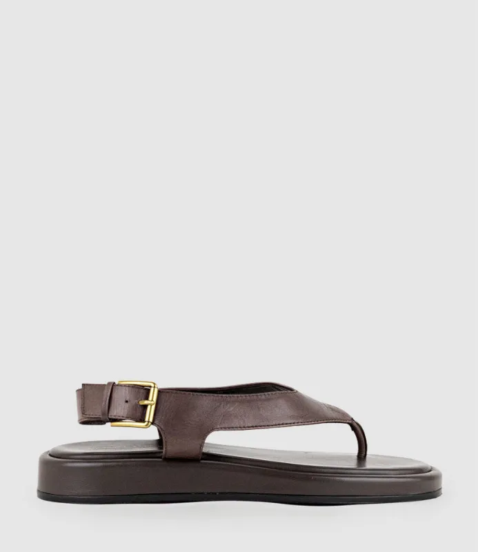 TIOLA Thong Slide on Unit with Buckle in Brown sold by Edward Meller