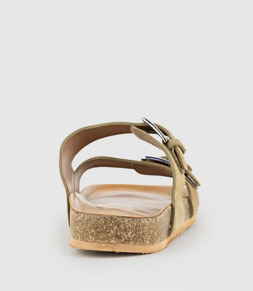 KRYO Two Strap Slide with Buckle in Beige Suede sold by Edward Meller product image thumbnail 3